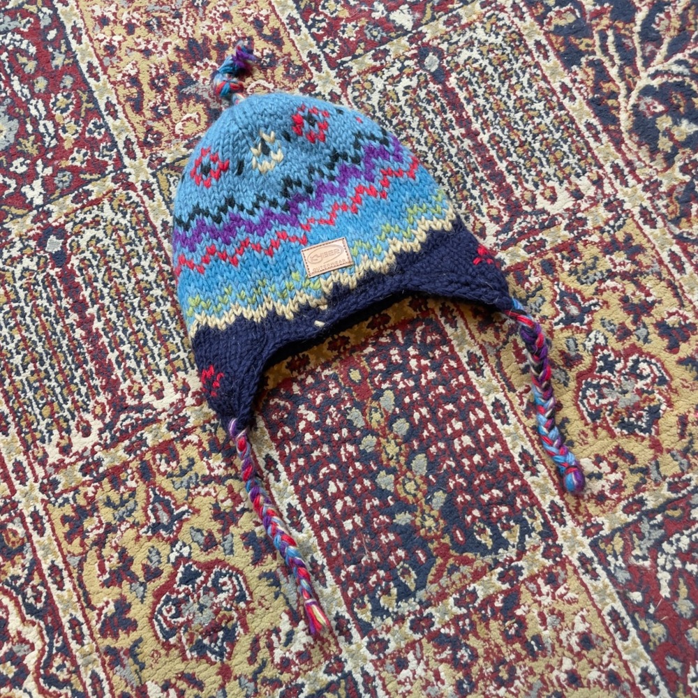 VTG Kyber Outerwear Men's Knitted Hat Nordic Fair Isle Wool Ear Flap Nepal Lined